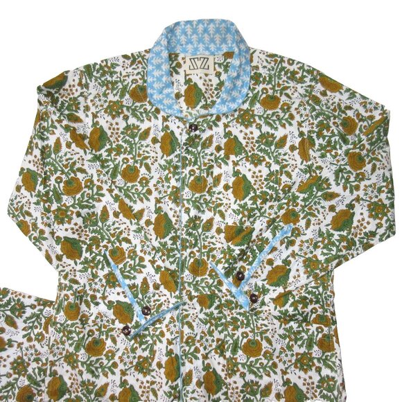 SZ Blockprint Jumpsuit Padra Print in Moss Floral Cotton One-Piece L - Picture 4 of 10